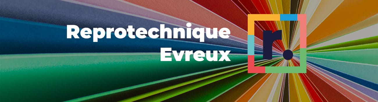 Logo de Reprotechnique Imprimerie Evreux sur Palette de couleurs.